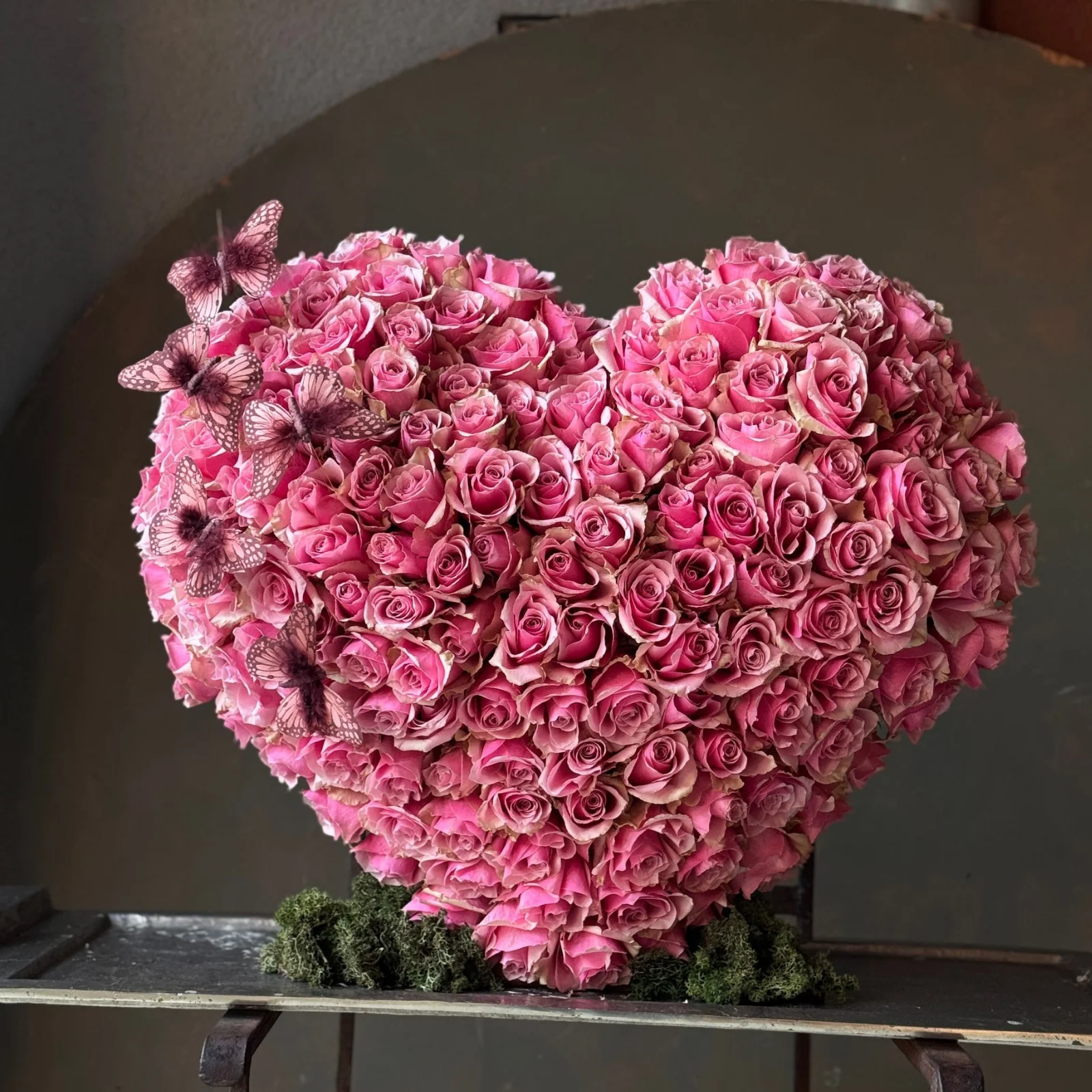 Coeur No:3 Vivid Pink | Pembe Gül Kalp Aranjman - görsel 2